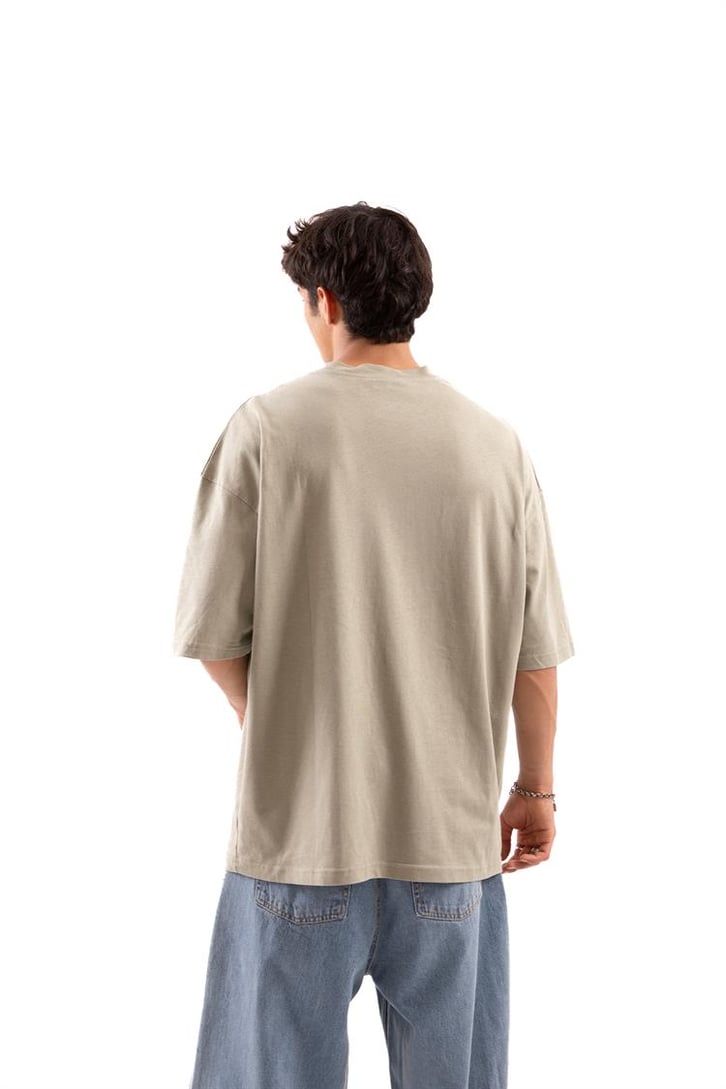Actual Baskılı Haki Oversize Tshirt