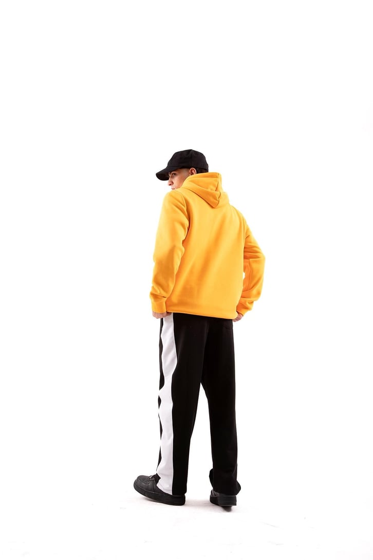 Aest Baskılı Hardal Oversize Hoodie