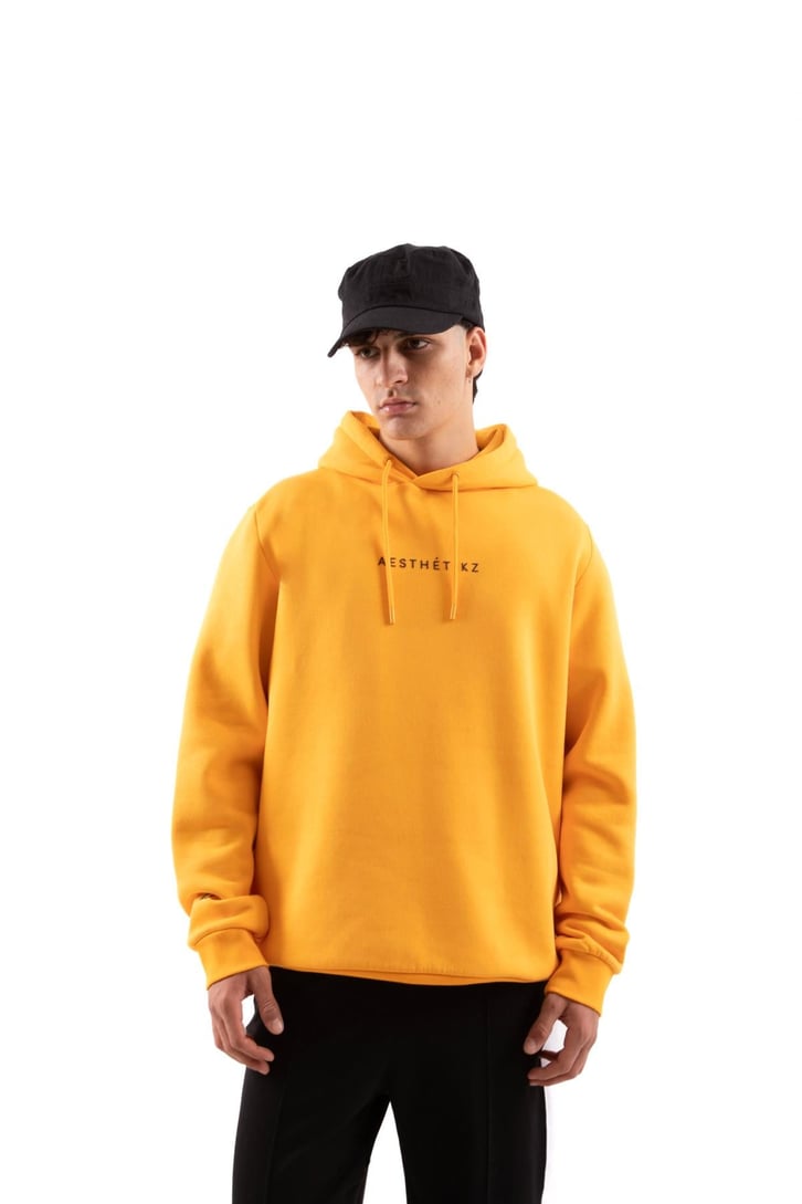 Aest Baskılı Hardal Oversize Hoodie