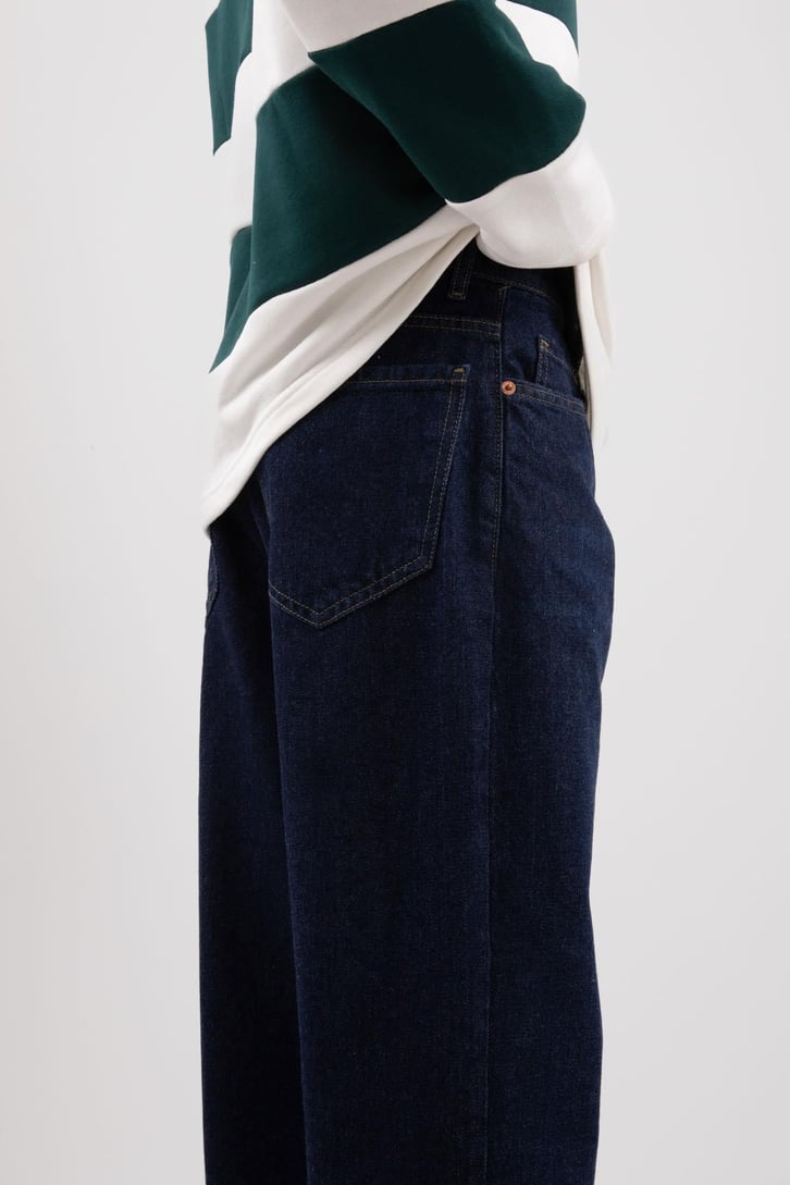 Aestetic Vibe Koyu Mavi Baggy Jean