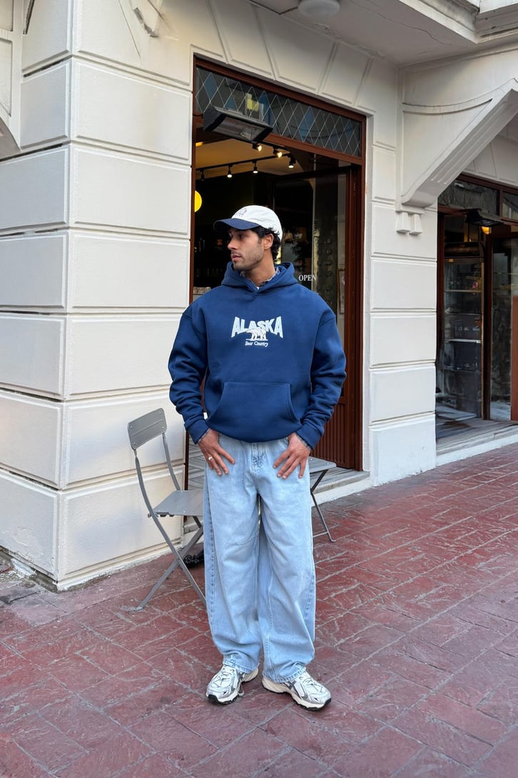 Alaska Nakışlı Oversize Hoodie