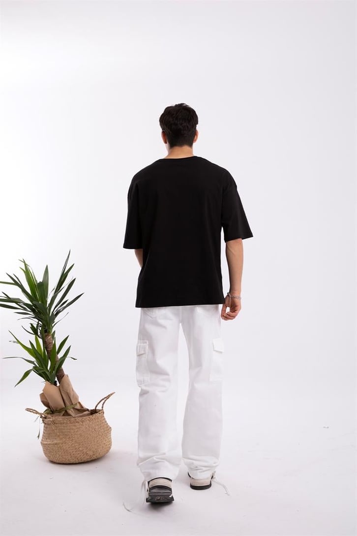 All Star Baskılı Siyah Oversize Tişört
