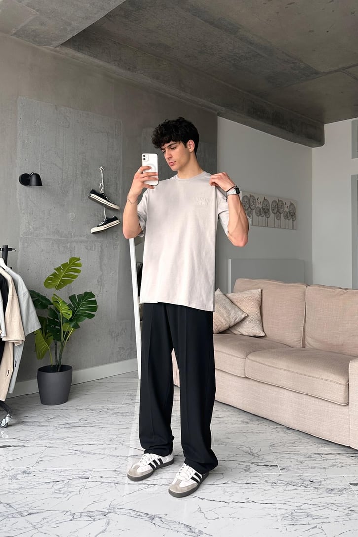 Alternative Baskılı Buz Gri Oversize Tişört
