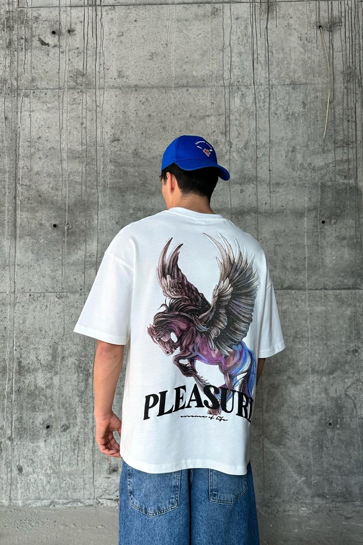 Angel Horse Baskılı Ekru Oversize Tişört