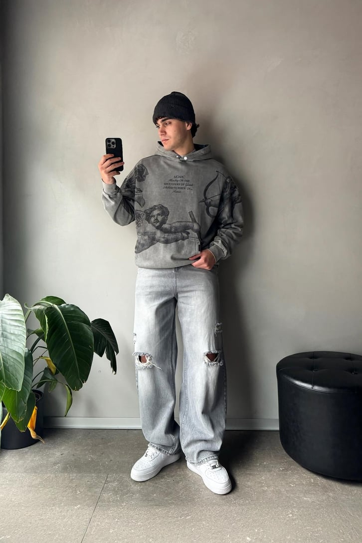 Angel Washed Baskılı Sweatshirt