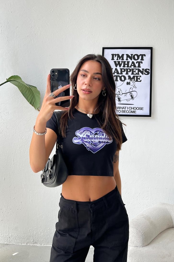 Angelie Baskılı Crop