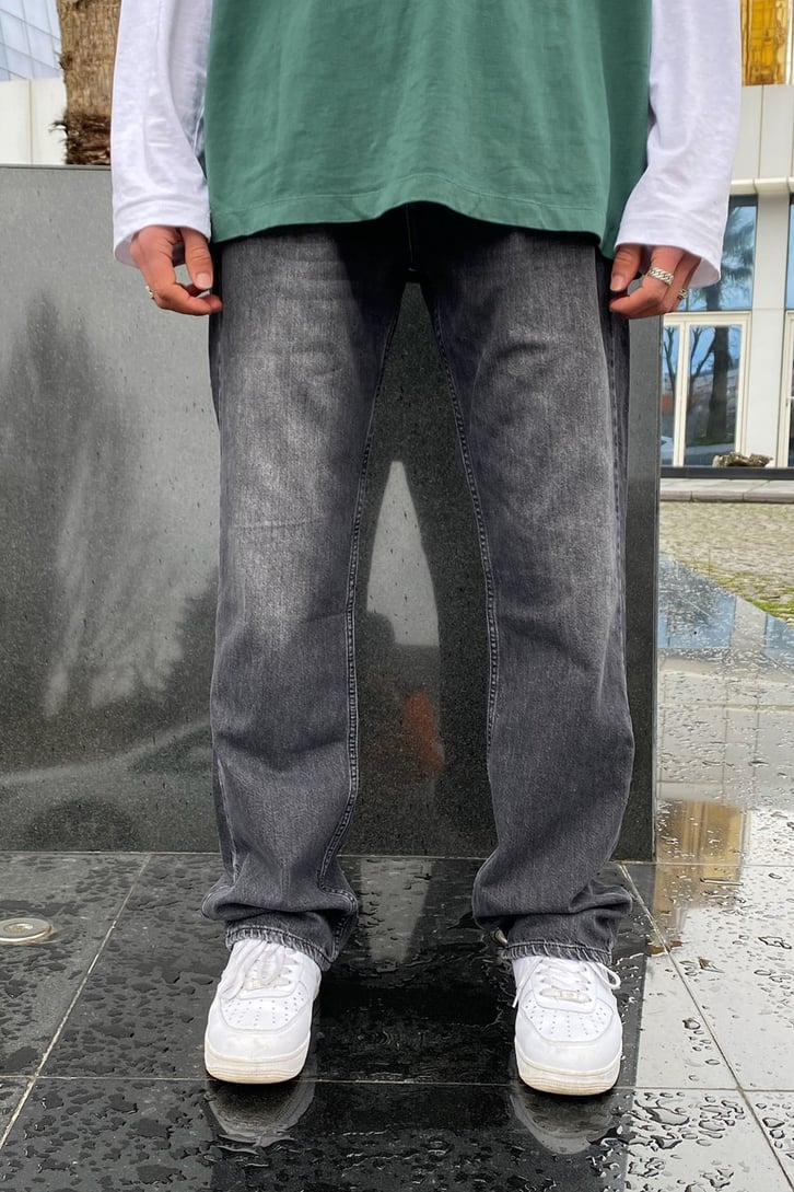 Antrasit Taşlamalı Premium Losse Fit Jean