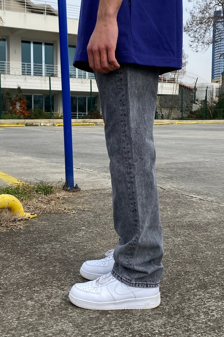 Antrasit Washed Losse Fit Jean