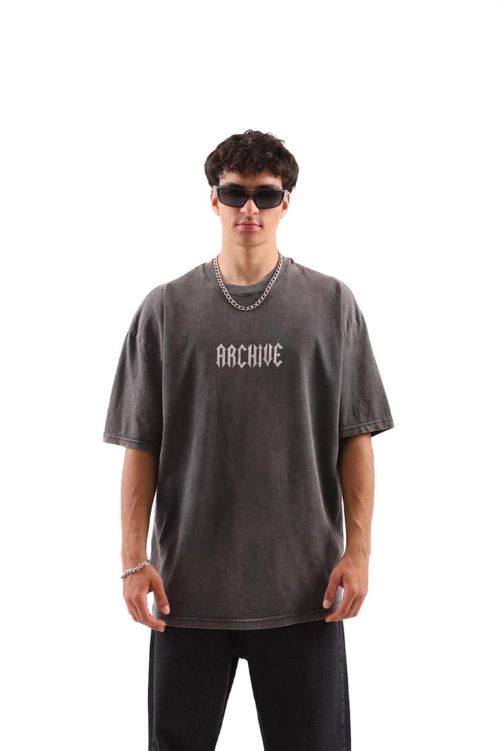 Archıve Baskılı Acid Wash Tshirt