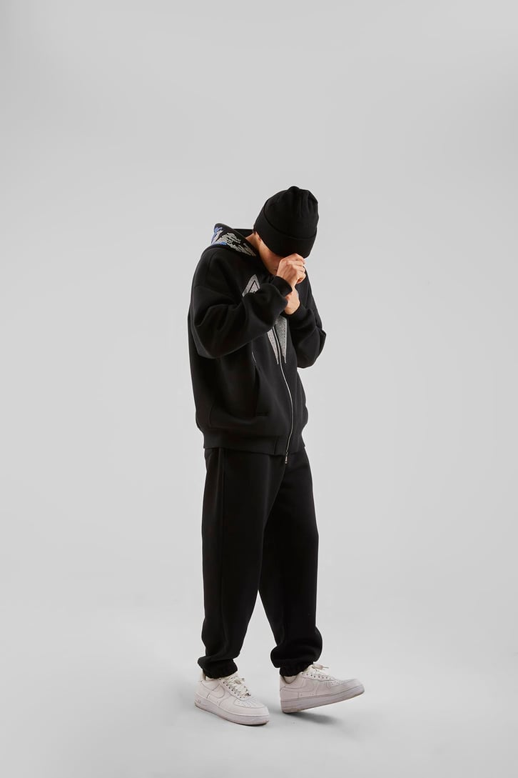 Arka Cepli Basic Siyah Jogger Eşofman Altı
