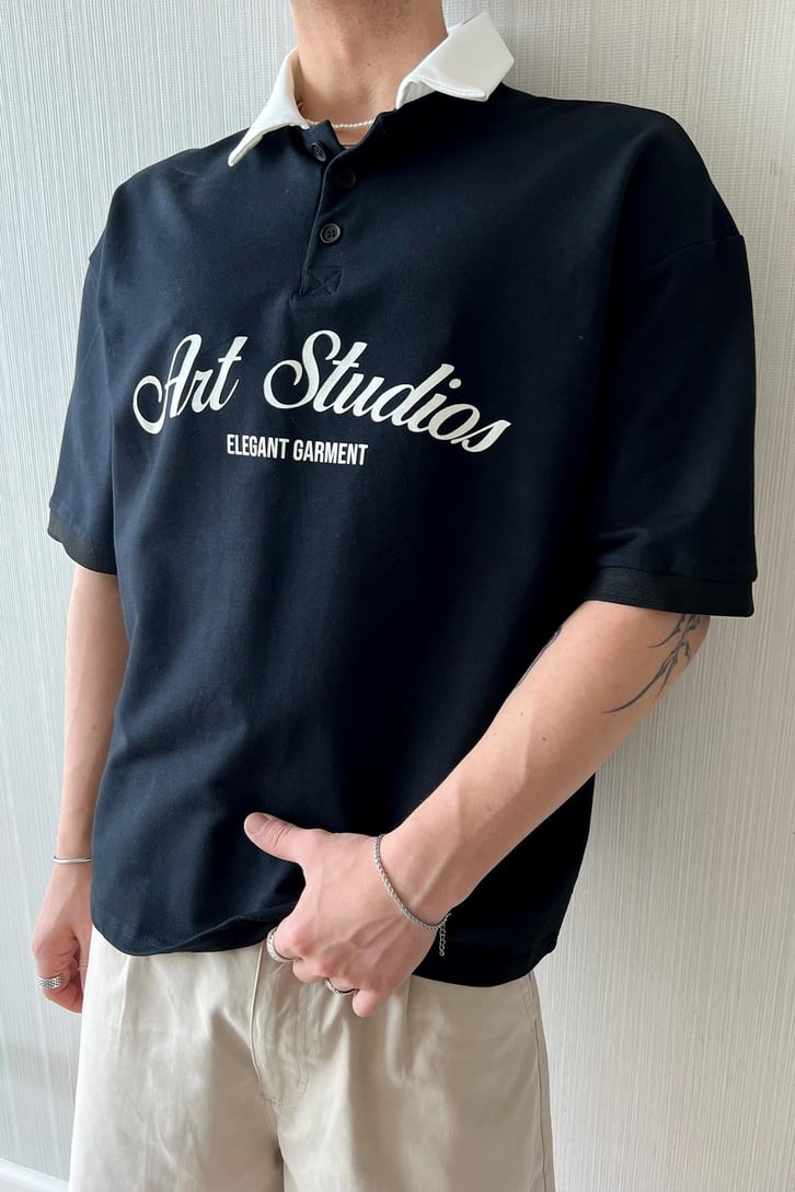 Art Studio Polo Yaka Oversize Tişört