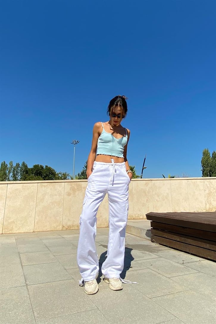 Askılı Basic Bebek Mavisi Crop