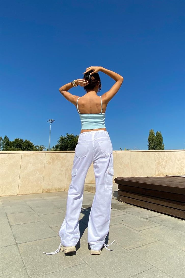 Askılı Basic Bebek Mavisi Crop