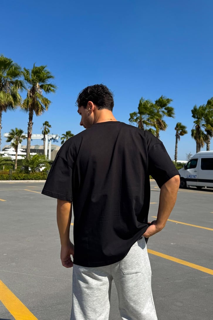 Astros Baskılı Siyah Oversize Tişört