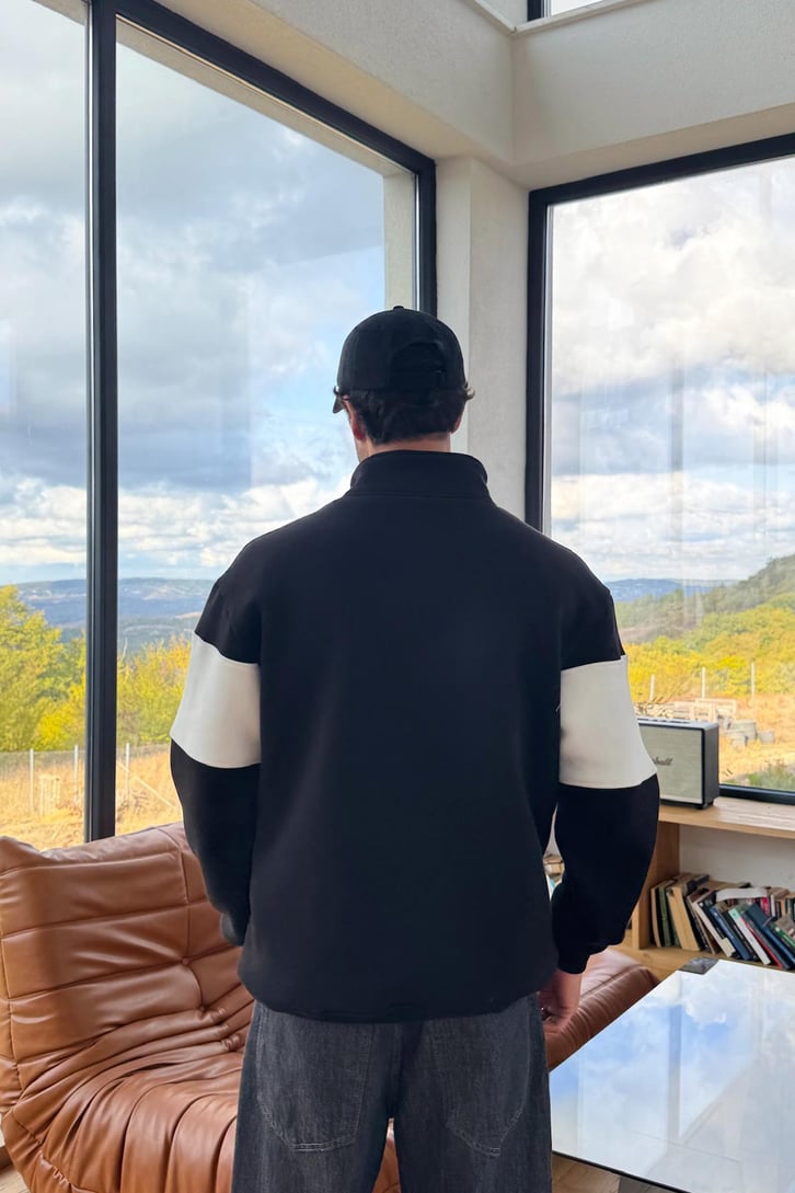 Athletic Nakışlı Half Zip Sweatshirt