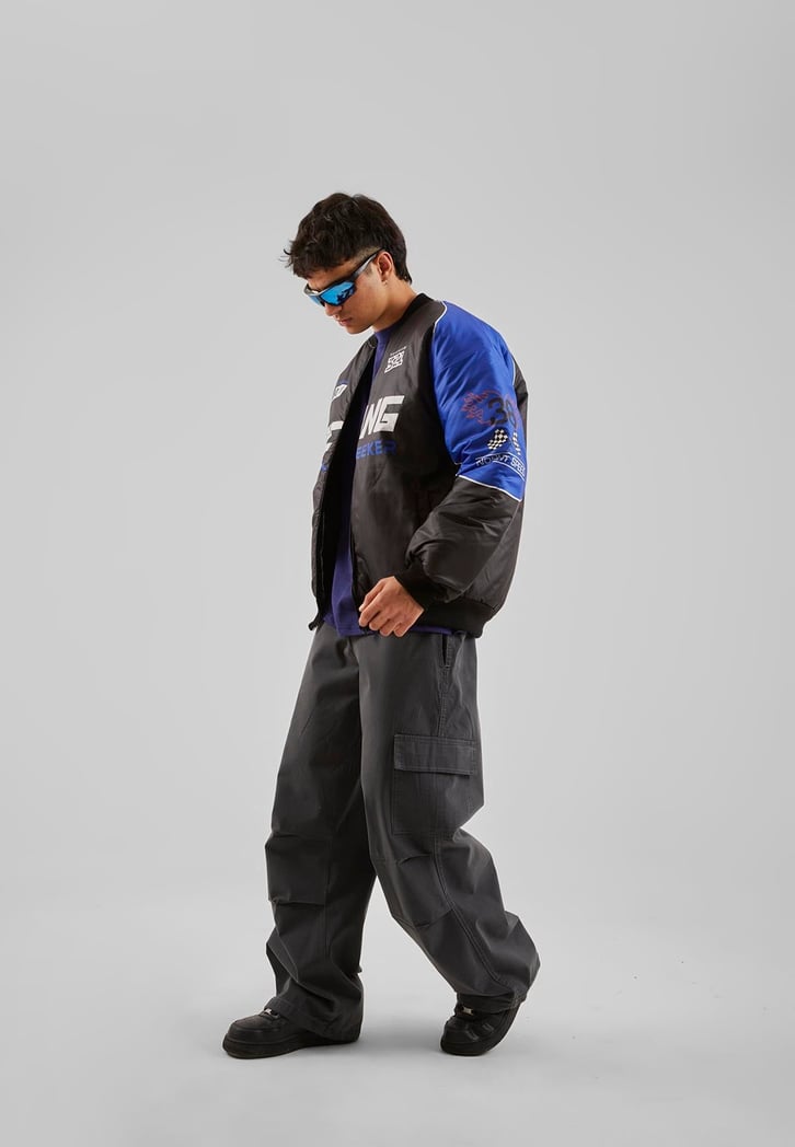 Ayarlanabilir Paça Kargo Cepli Füme Baggy Jean