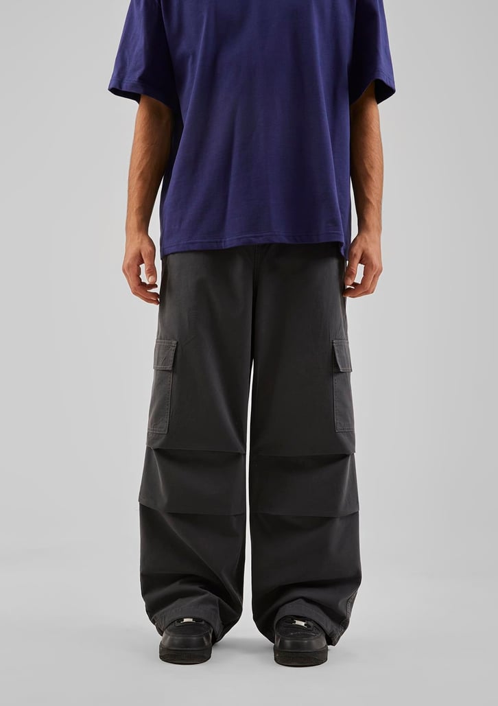 Ayarlanabilir Paça Kargo Cepli Mavi Baggy Jean