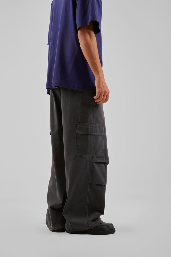 Ayarlanabilir Paça Kargo Cepli Mavi Baggy Jean