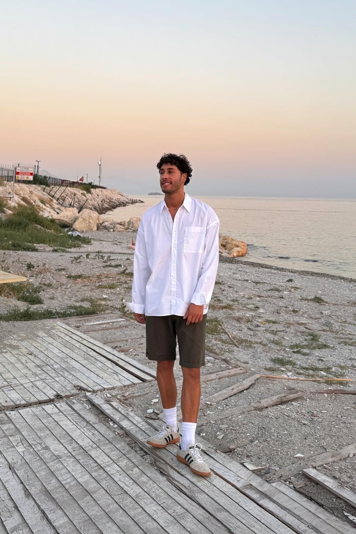 Bağcıklı Keten Bermuda Şort