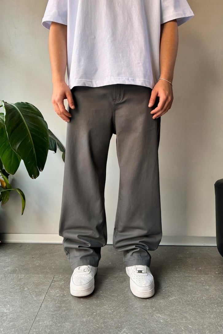 Baggy Fit Antrasit Gabardin Pantolon