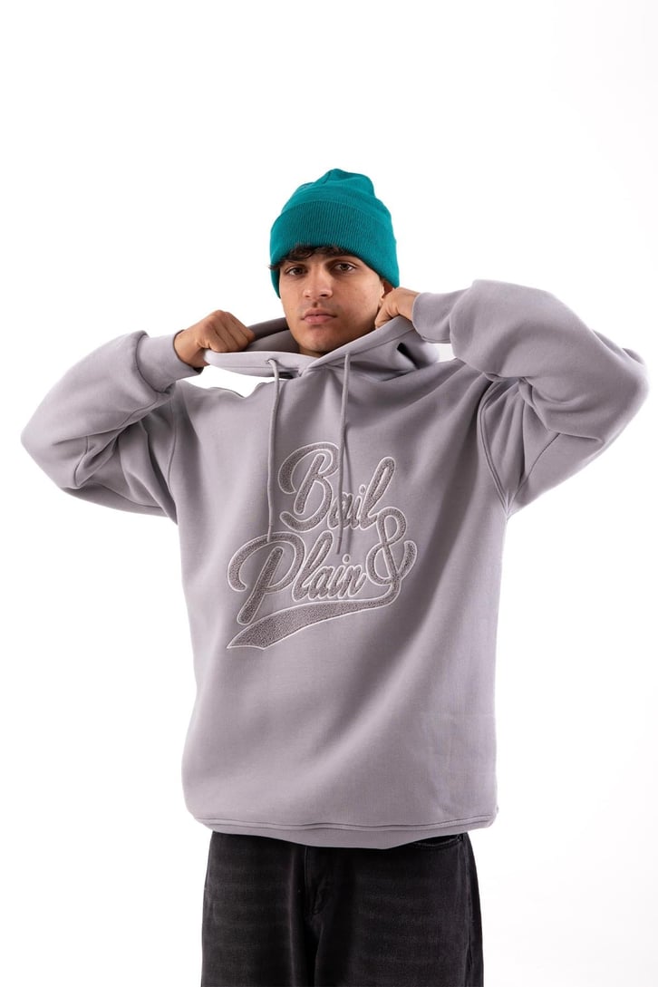 Bail & Plain Nakışlı Siyah Oversize Hoodie