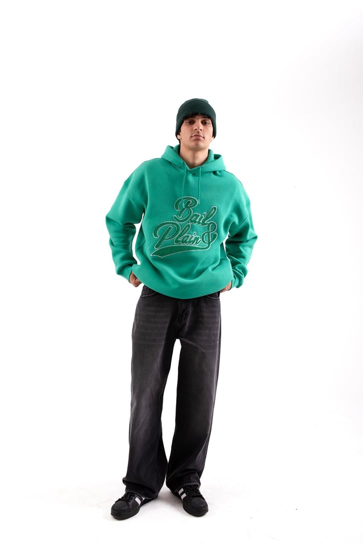 Bail & Plain Nakışlı Siyah Oversize Hoodie