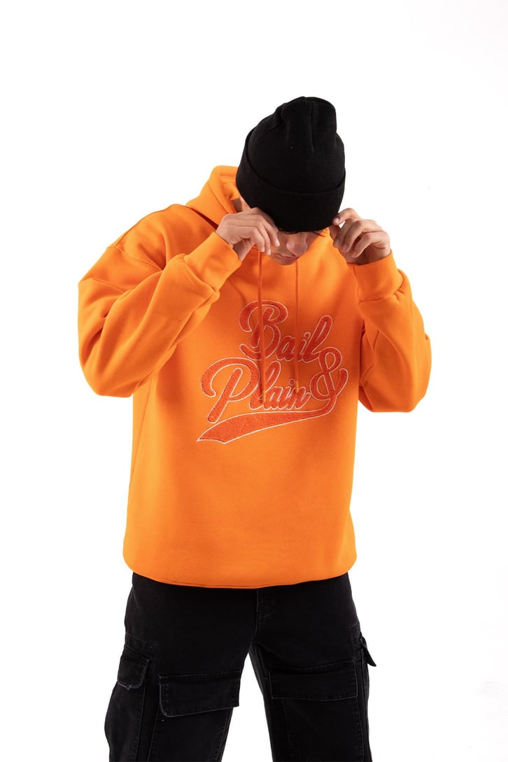 Bail & Plain Nakışlı Siyah Oversize Hoodie