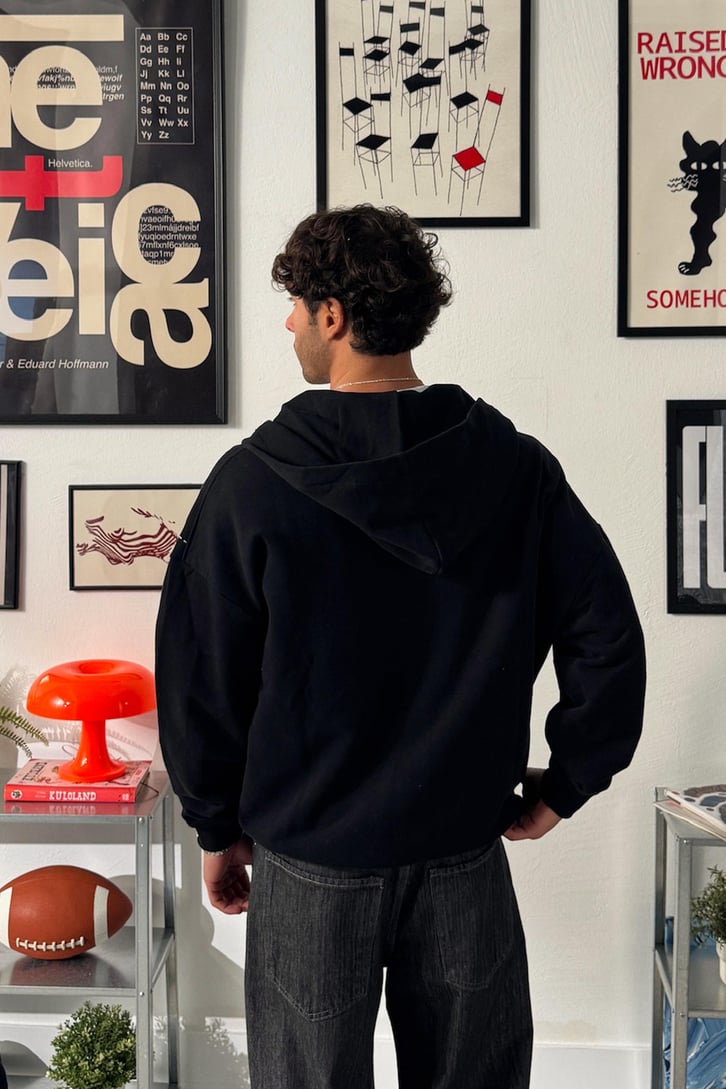 Baklava Desenli Zip Hoodie