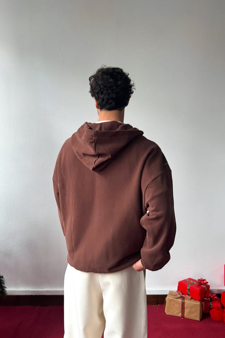 Baklava Desenli Zip Hoodie