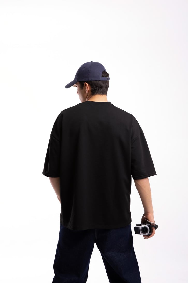 Bandana Desen Cep Detaylı Oversize Tshirt