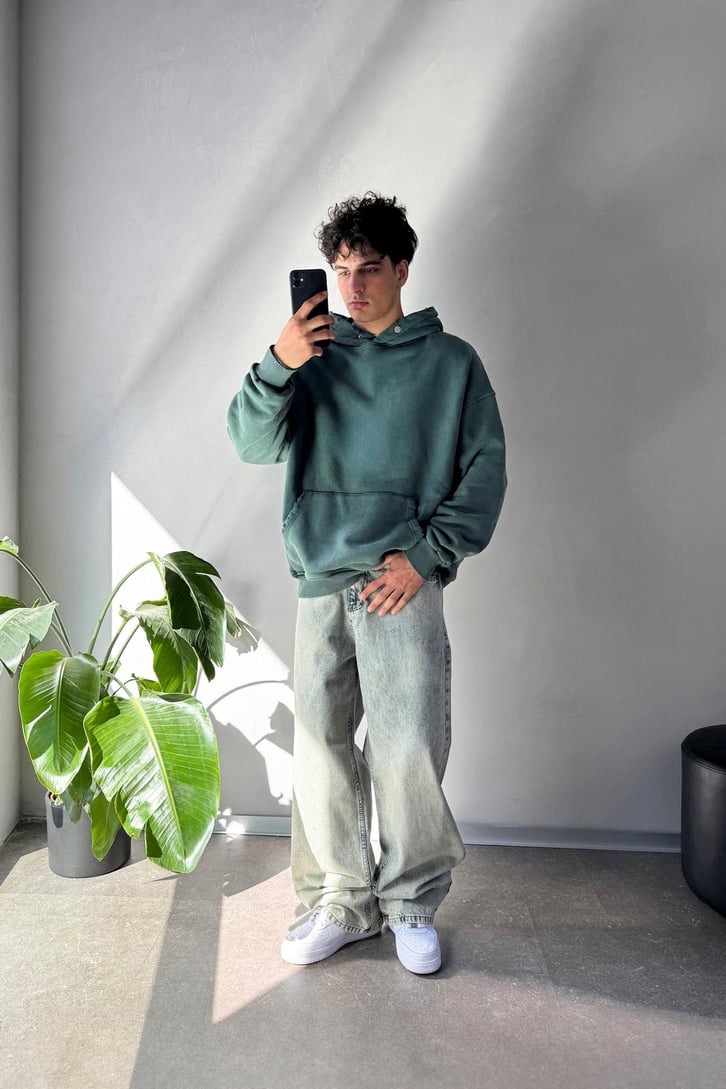 Basic Acid Wash Oversize Hoodie