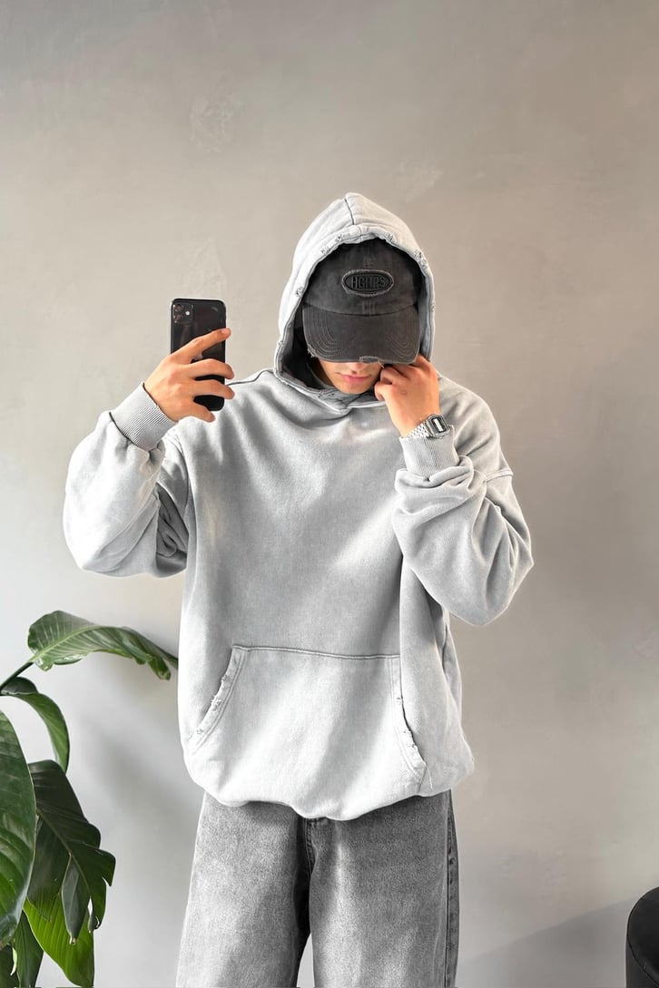 Basic Acid Wash Oversize Hoodie