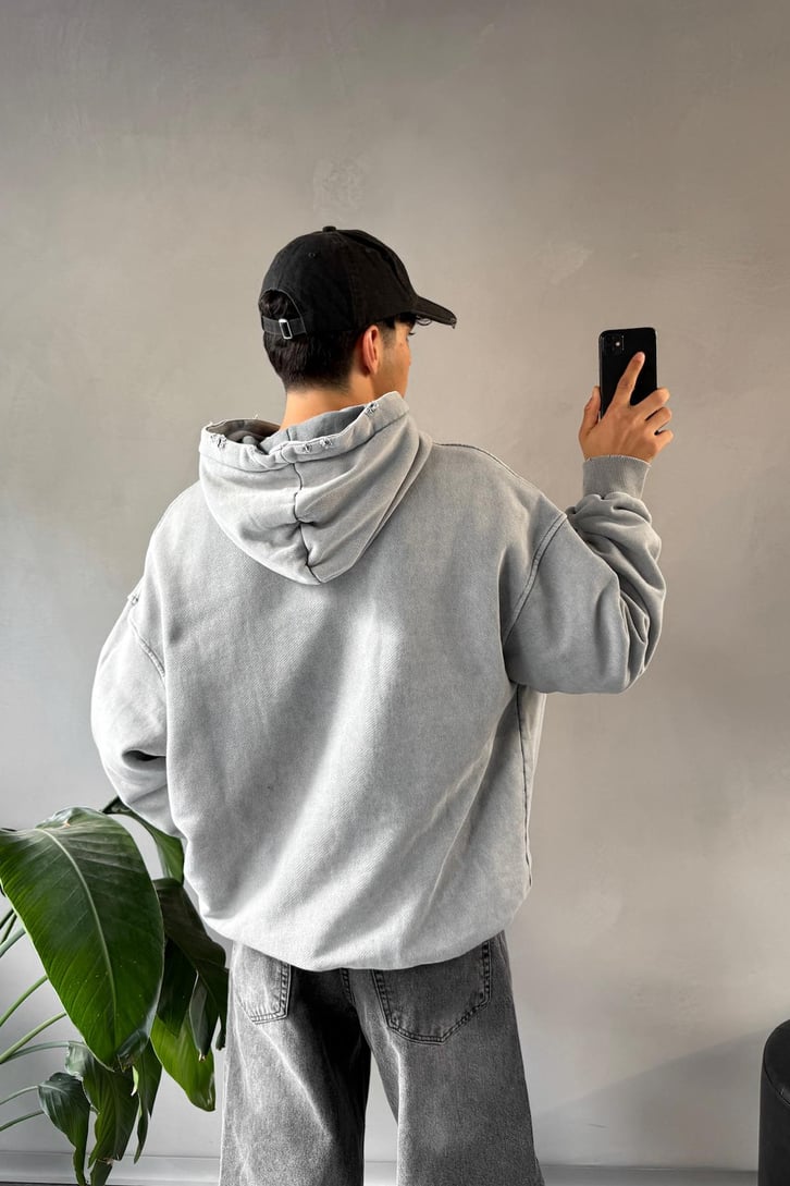 Basic Acid Wash Oversize Hoodie