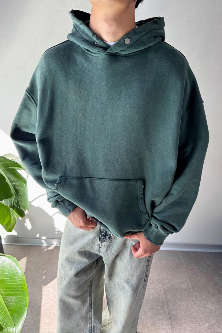 Basic Acid Wash Oversize Hoodie