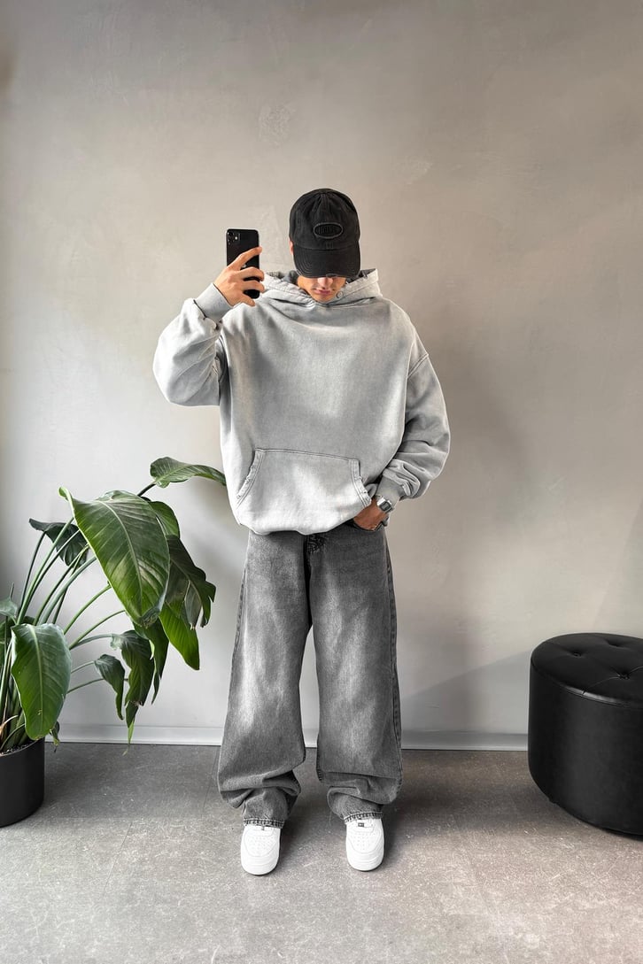 Basic Acid Wash Oversize Hoodie