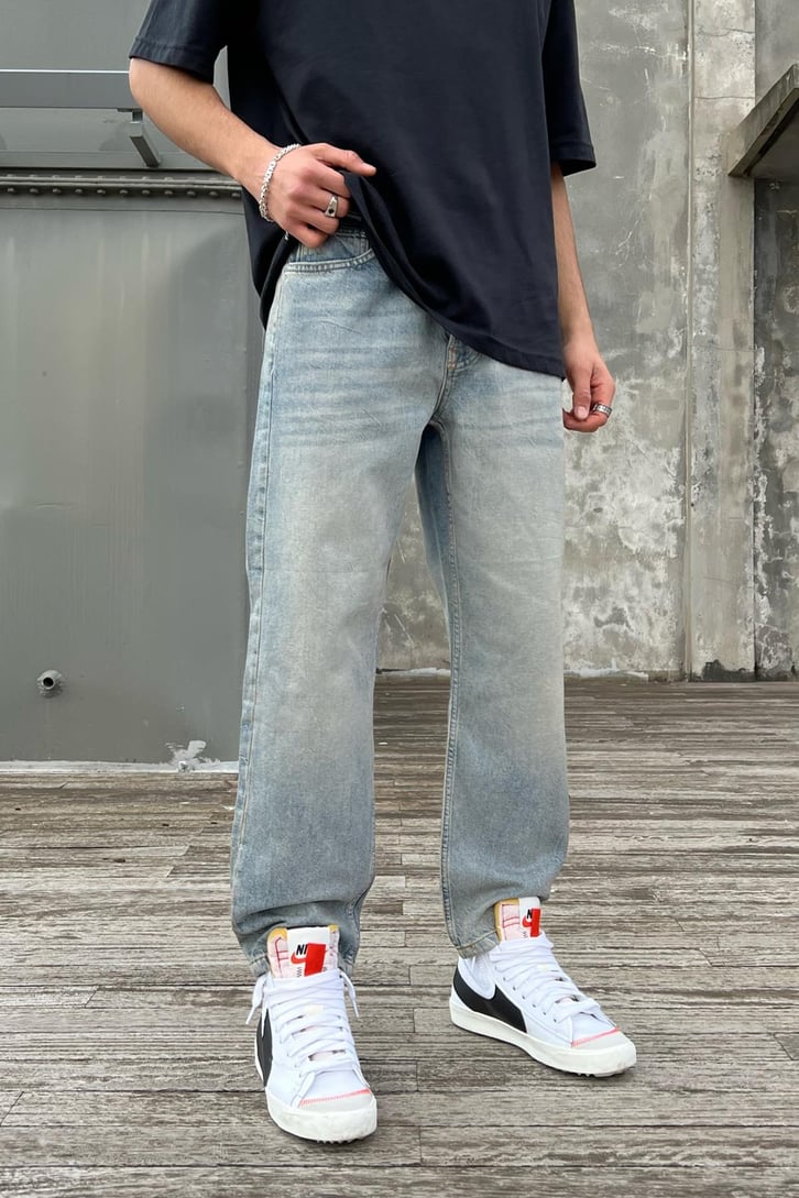Basic Açık Mavi Mom Fit Jean