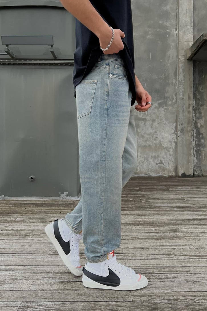 Basic Açık Mavi Mom Fit Jean