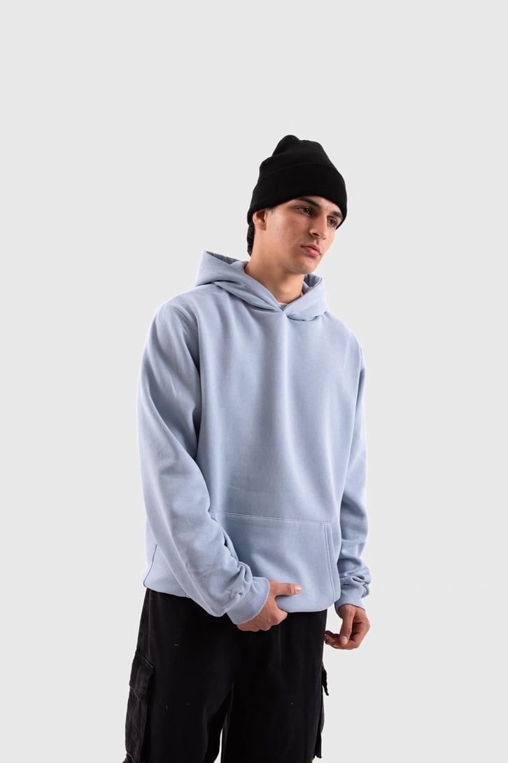 Basic Açık Mavi Oversize Hoodie