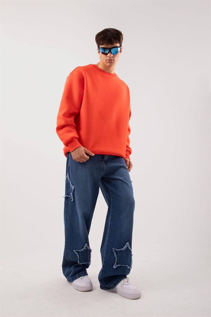 Basic Bej Oversize Sweatshirt