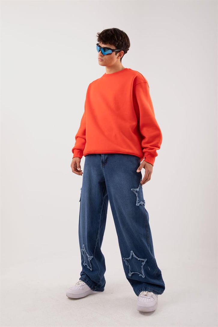 Basic Bej Oversize Sweatshirt