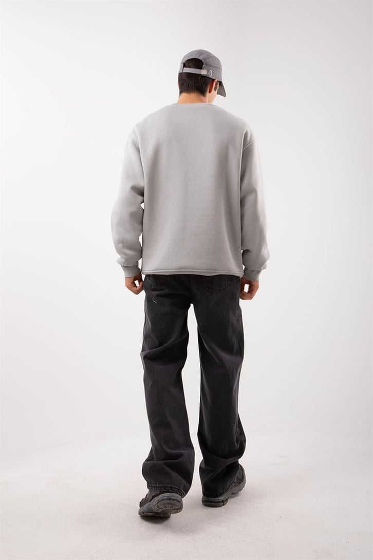 Basic Bej Oversize Sweatshirt
