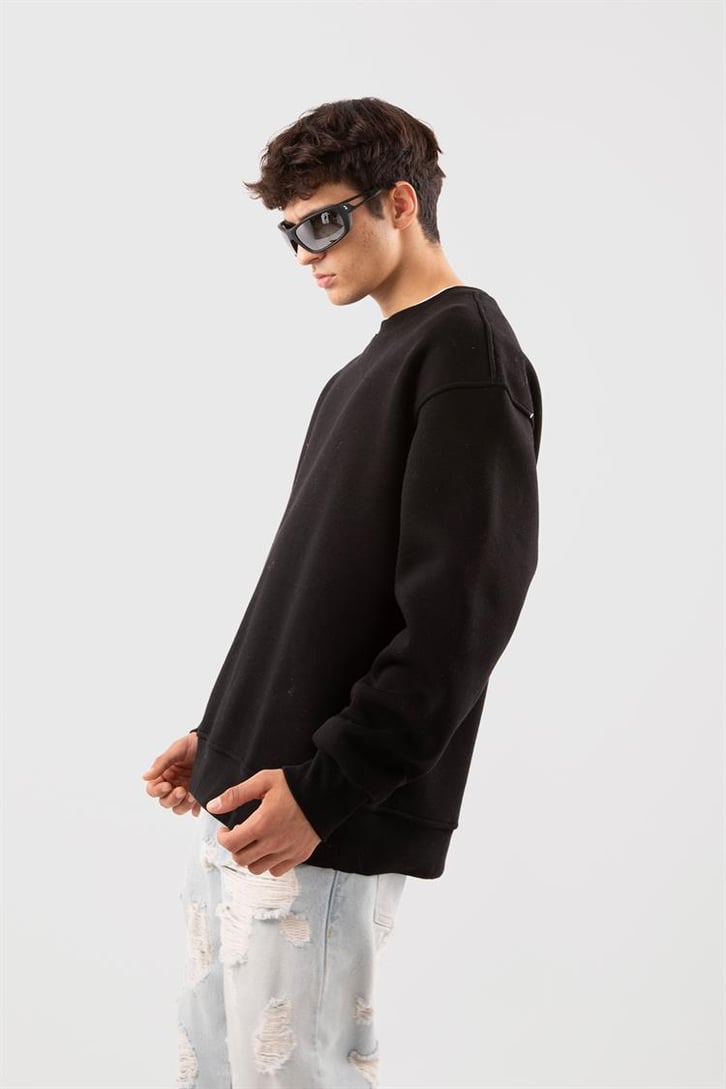 Basic Bej Oversize Sweatshirt
