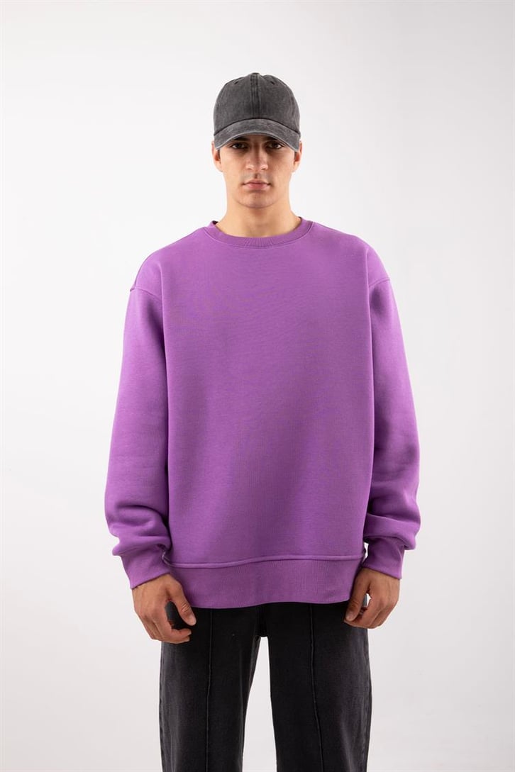 Basic Bej Oversize Sweatshirt