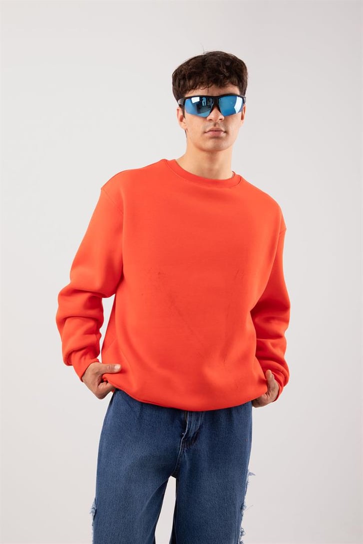 Basic Bej Oversize Sweatshirt