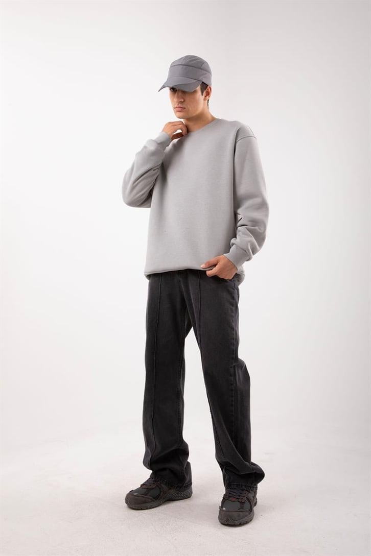 Basic Bej Oversize Sweatshirt