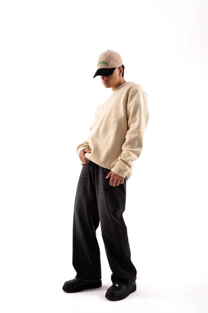 Basic Bej Oversize Sweatshirt