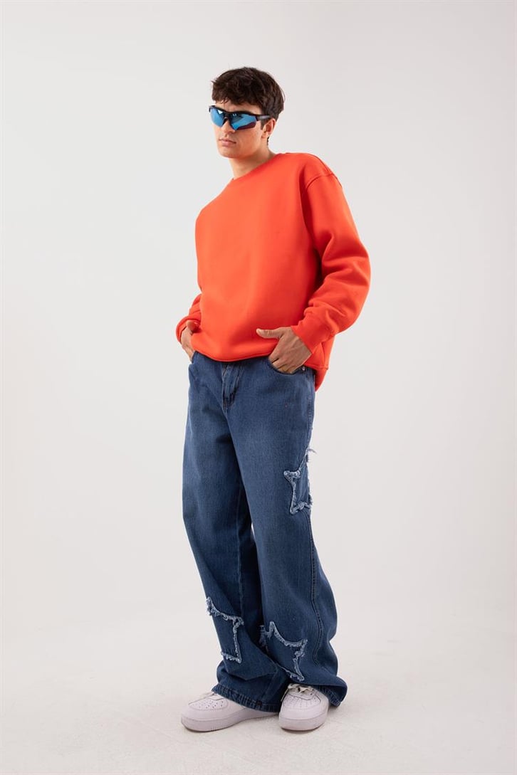 Basic Bej Oversize Sweatshirt