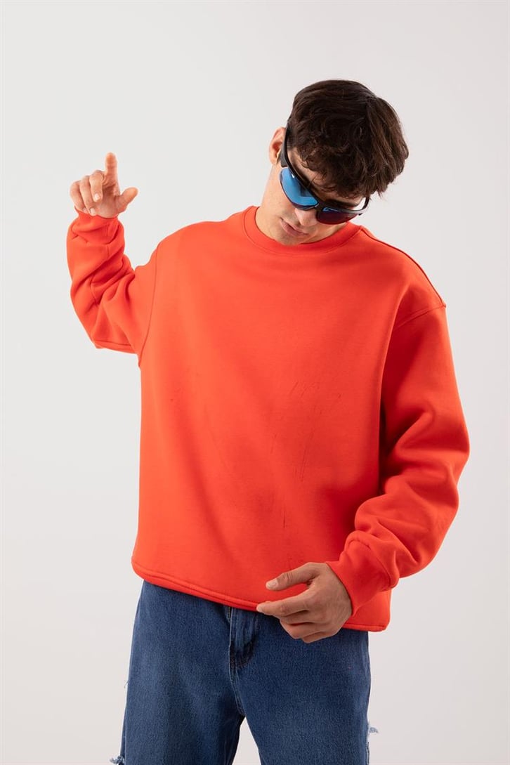 Basic Bej Oversize Sweatshirt