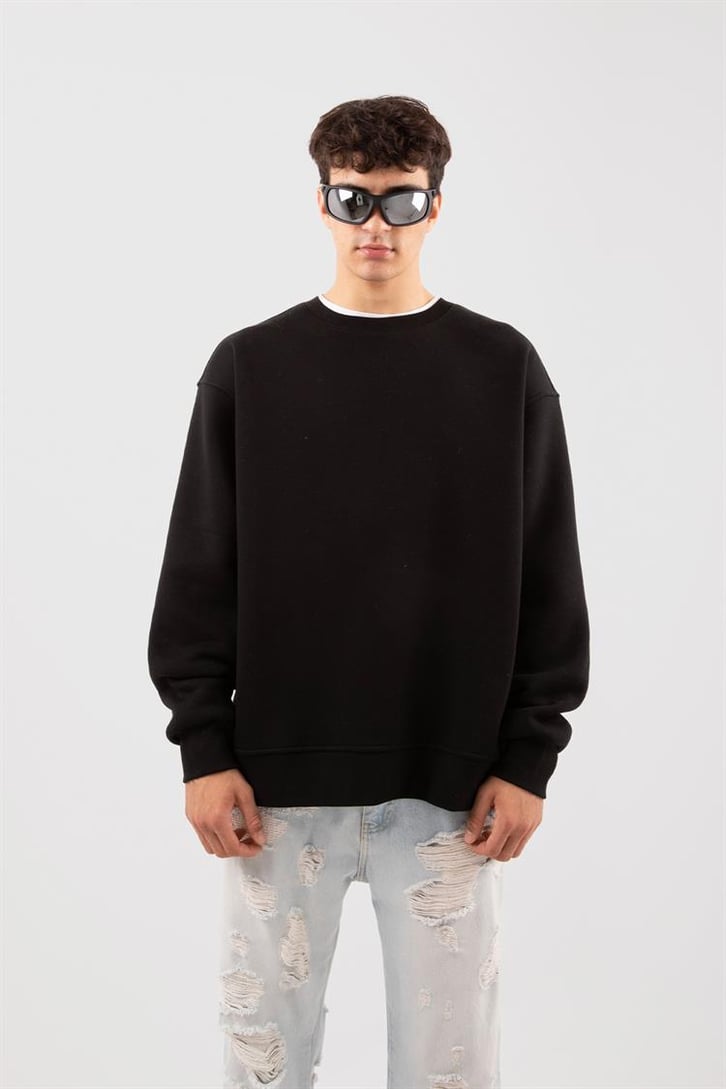 Basic Bej Oversize Sweatshirt