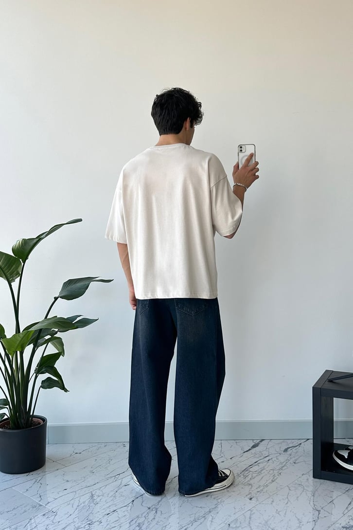 Basic Bej Oversize Tişört